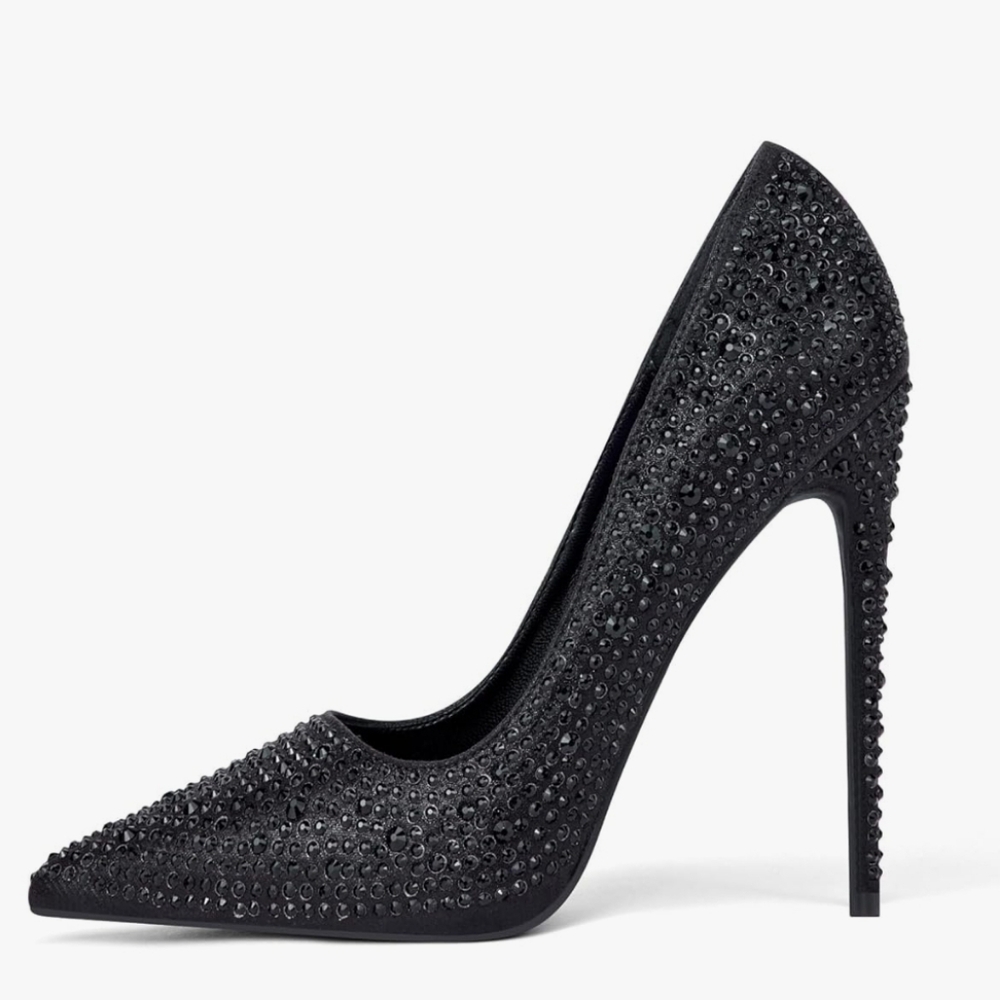Elisabet Tang Sparkling Black Rhinestone Heels Size 8.5